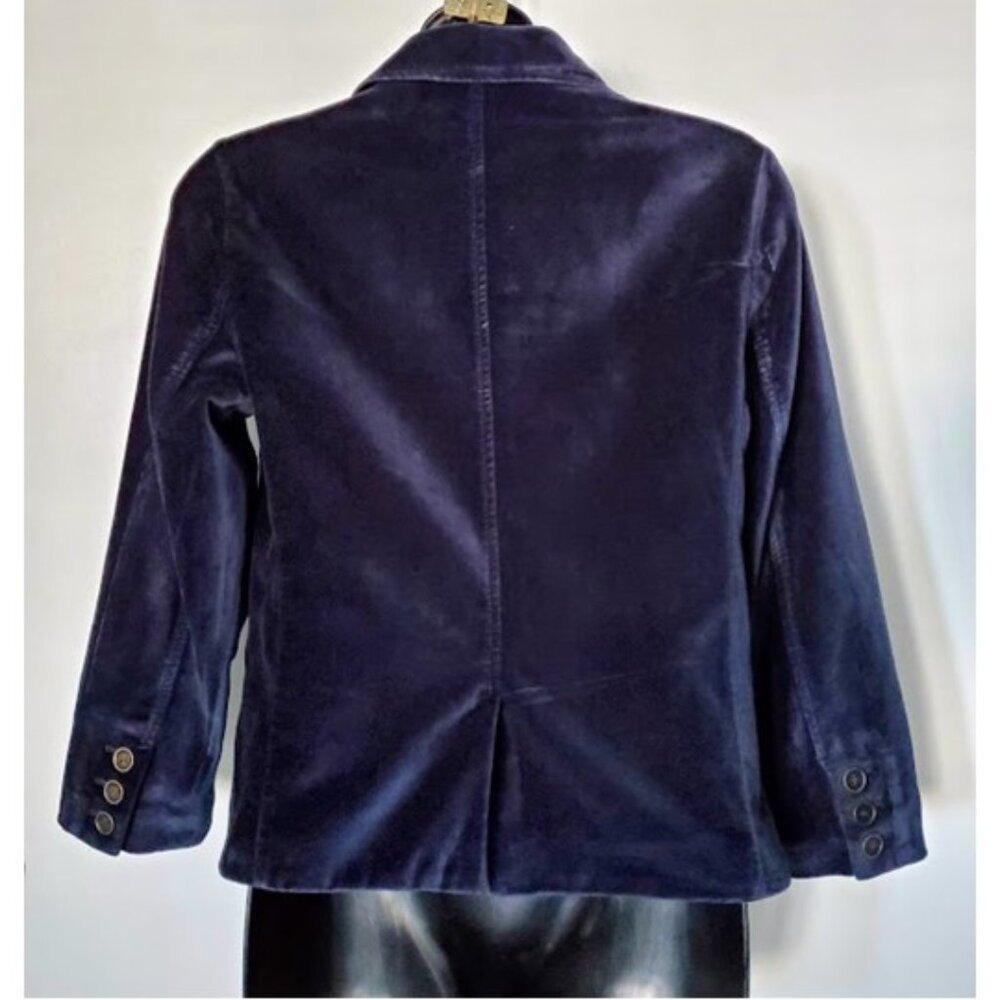A & F Girls Velvet Embroidered Crest Navy Blazer Jacket Sz M Collegiate Preppy - Picture 2 of 10